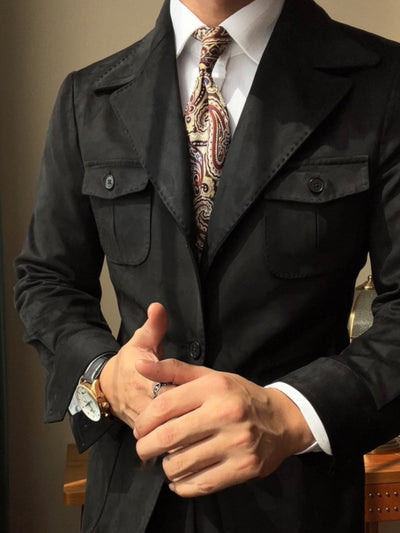 Chaqueta italiana Old Money de ante y terciopelo, corte Slim Fit