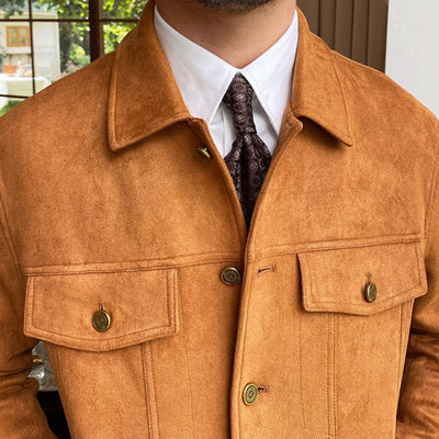 Chaqueta casual Old Money con solapas de ante