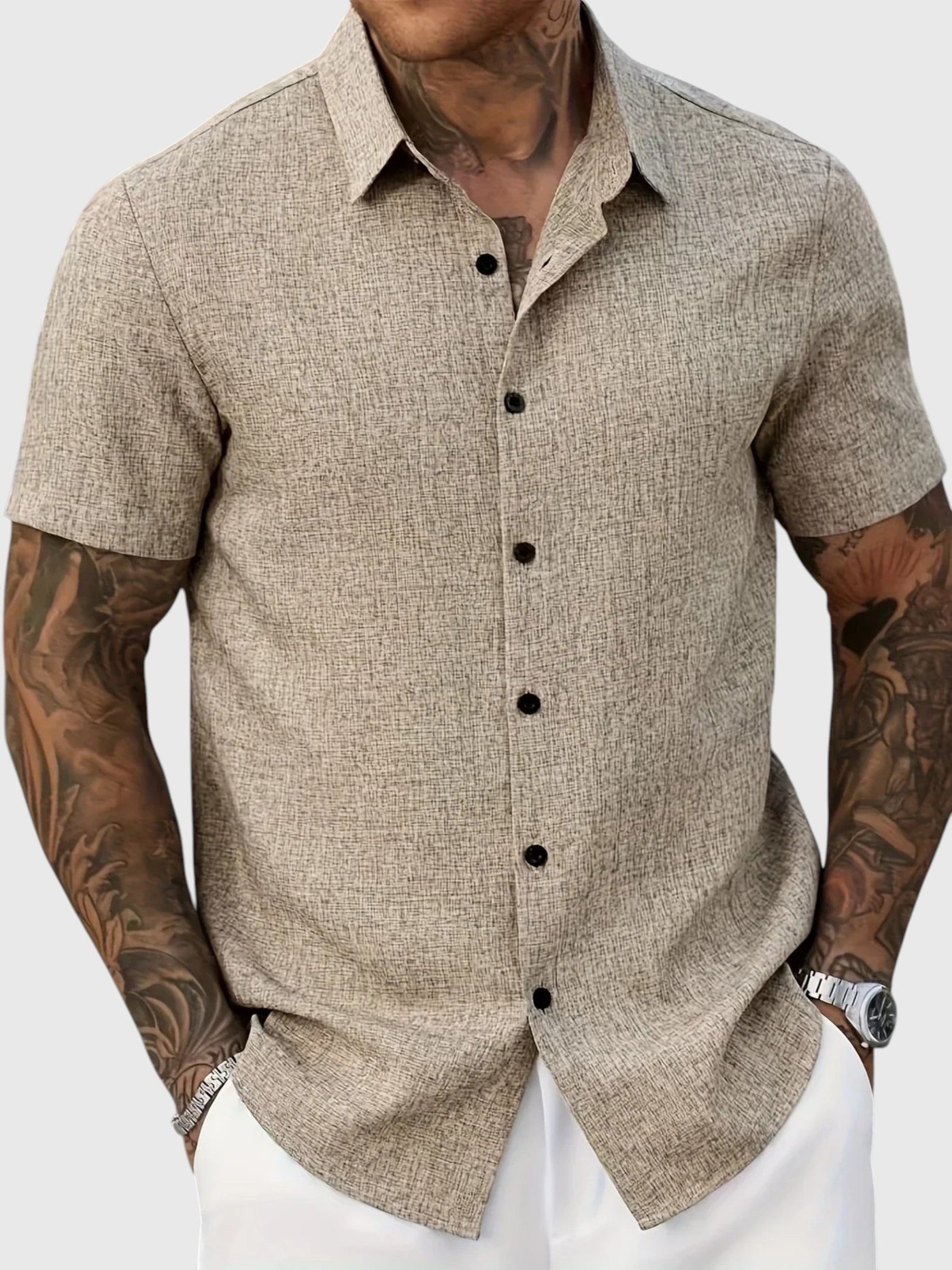 Santo | Camisa ligera de manga corta en mezcla de lino